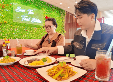Chen Ru Lu cùng Thành Nhí thích thú khi thưởng thức ẩm thực tại KDL Suối Tiên