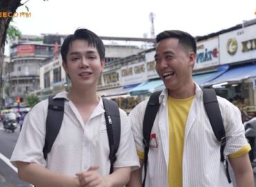Tuấn Kiệt dẫn Bỏng Ngô Mario thưởng thức sữa ngũ vị tại chợ Thiếc