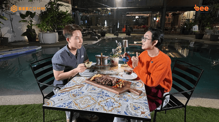 Kan Hy và Năm Chà thích thú check-in không gian sang trọng, hào hứng khám phá ẩm thực Ý